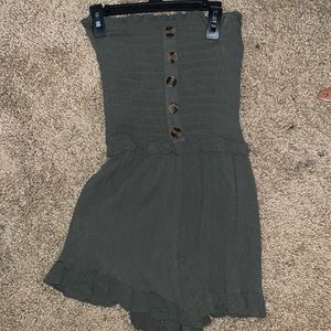 Green strapless romper